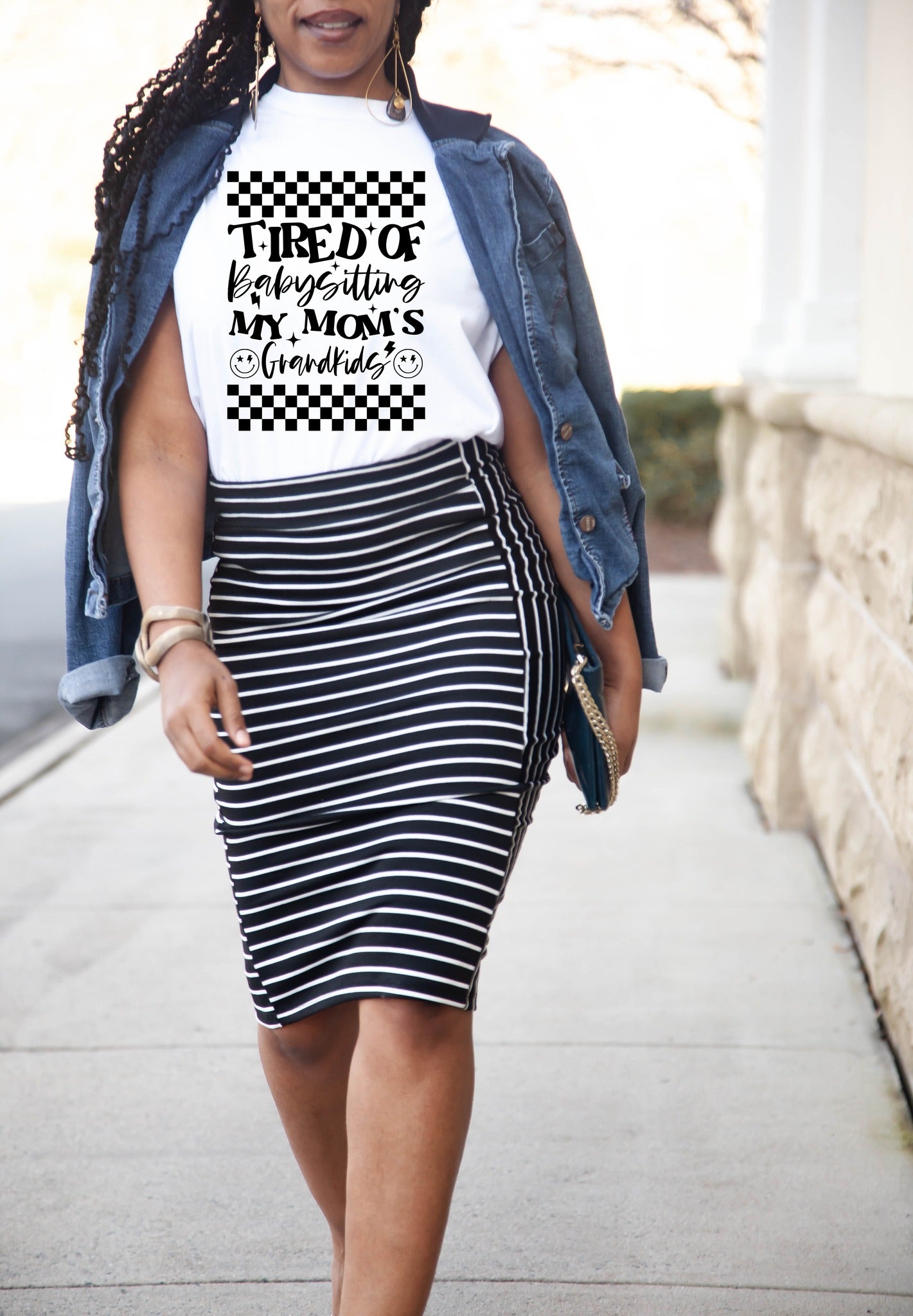 Tired of Babysitting My Mom's Grandkids (Black Print Only)