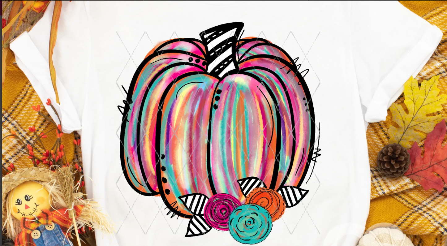 Watercolor Pumpkin with Stripes