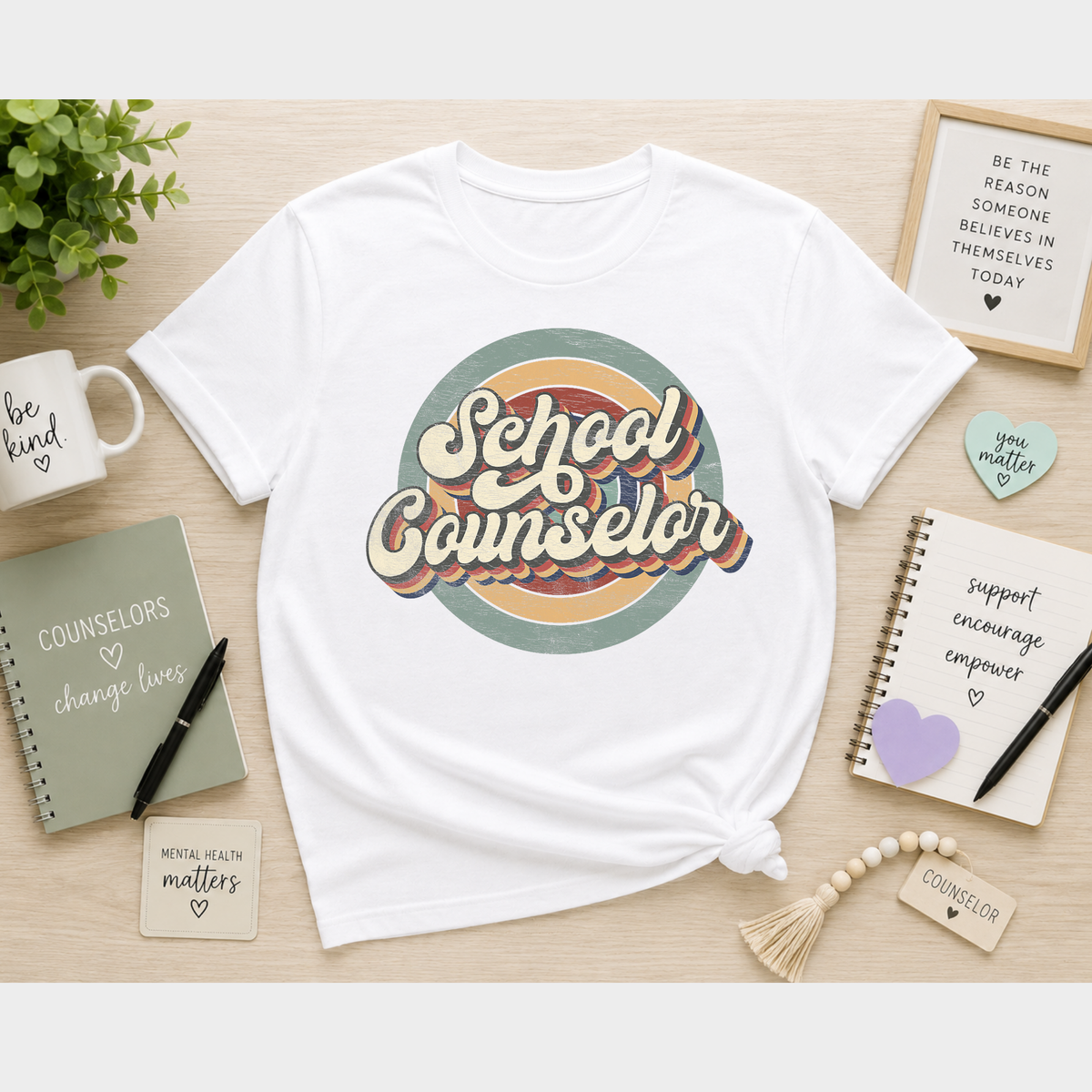 School Counselor Groovy Retro Tee