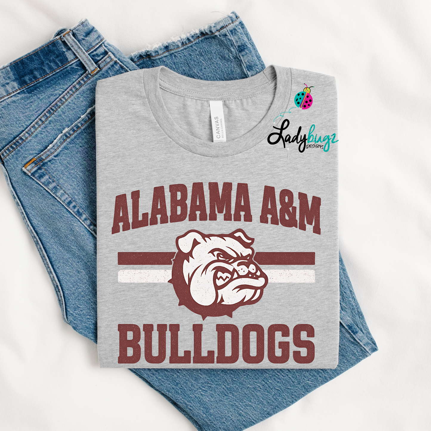 Alabama A&M Bulldogs- Maroon and White Distressed