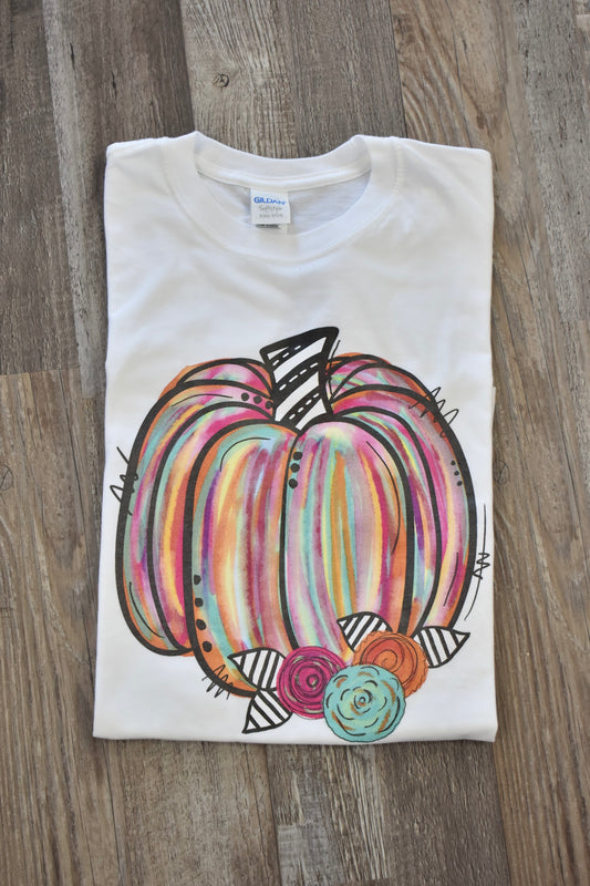 RTS- Watercolor Pumpkin with Stripes