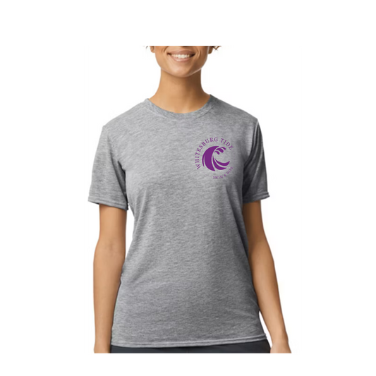 Performance Tee with All-Purple Logo – Whitesburg Swim Team