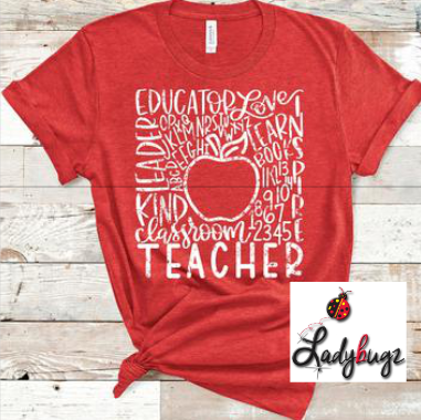 Teacher With Apple and Typography